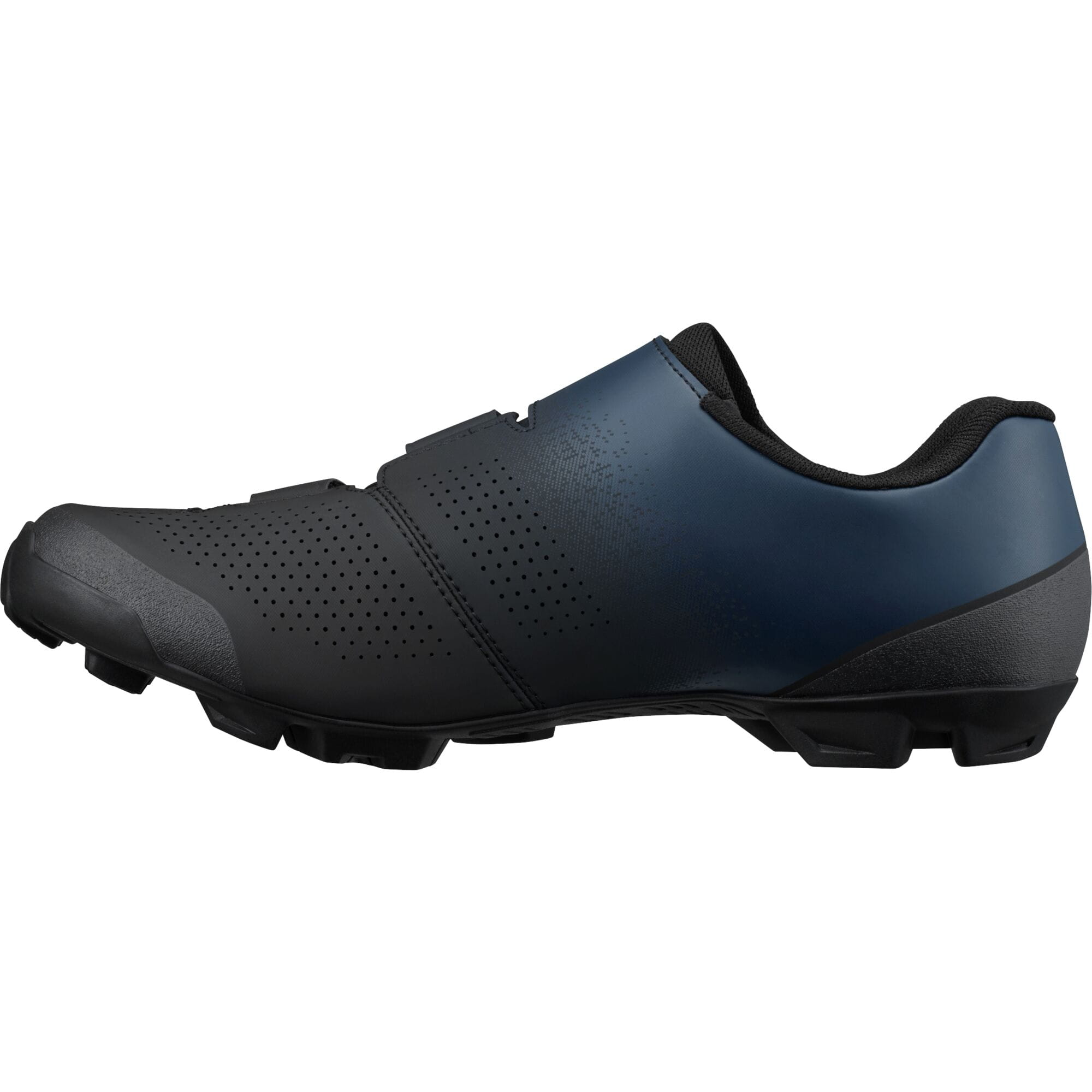 Shimano XC1W women's mountain bike shoes with SPD compatibility and hook-and-loop straps, shown in black with white accents.