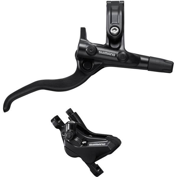 Shimano Deore hydraulic disc brake lever and 4-piston caliper set for mountain bikes, black finish, components for bike braking system