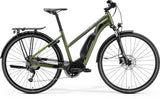 Merida eSpresso 300SE EQ women's e-hybrid bike with Shimano STEPS motor and 418Wh battery, shown from side view.