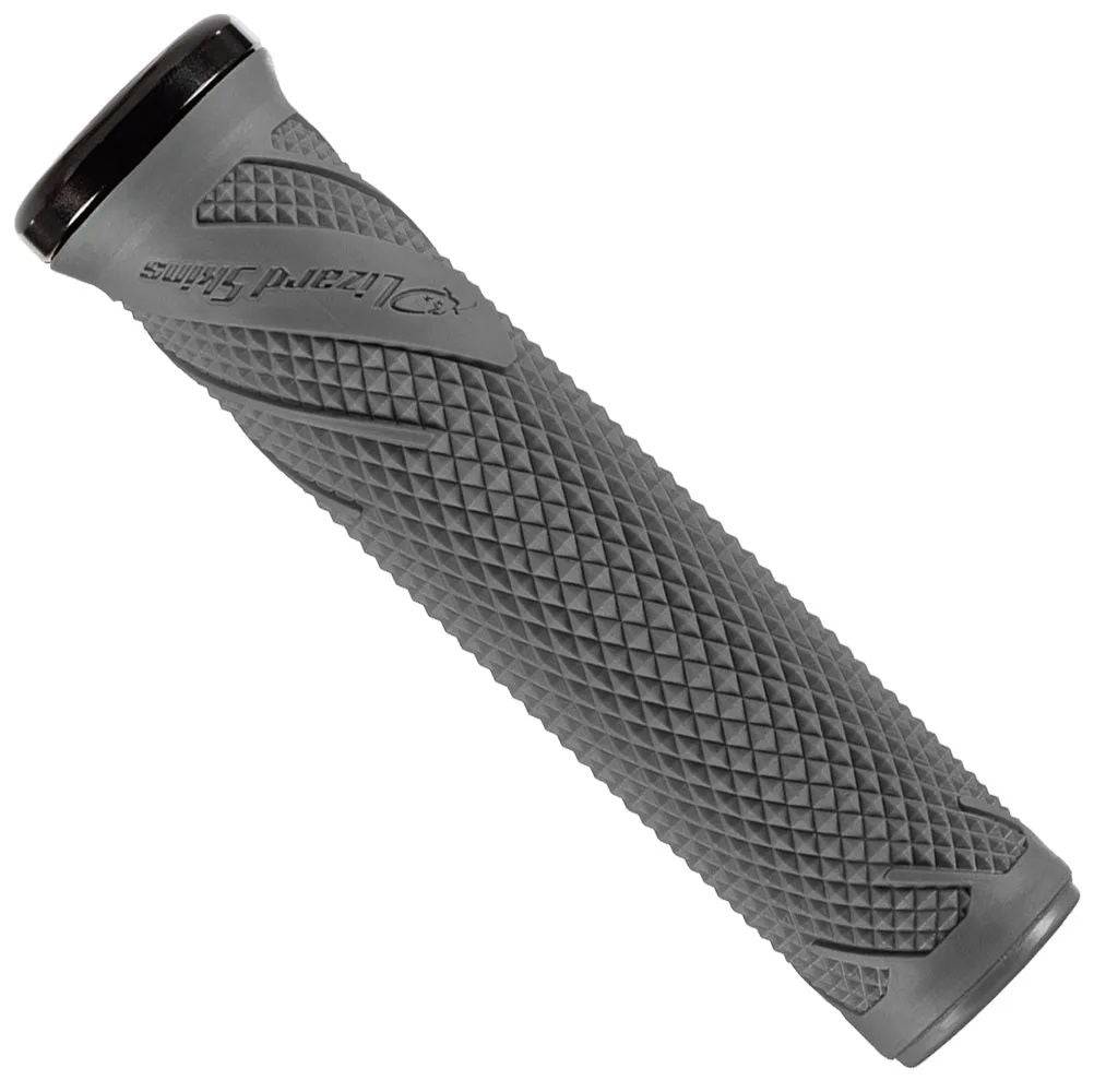 Lizard Skins Wasatch single-clamp lock-on MTB and BMX handlebar grips in gray, featuring textured surface for grip and control.