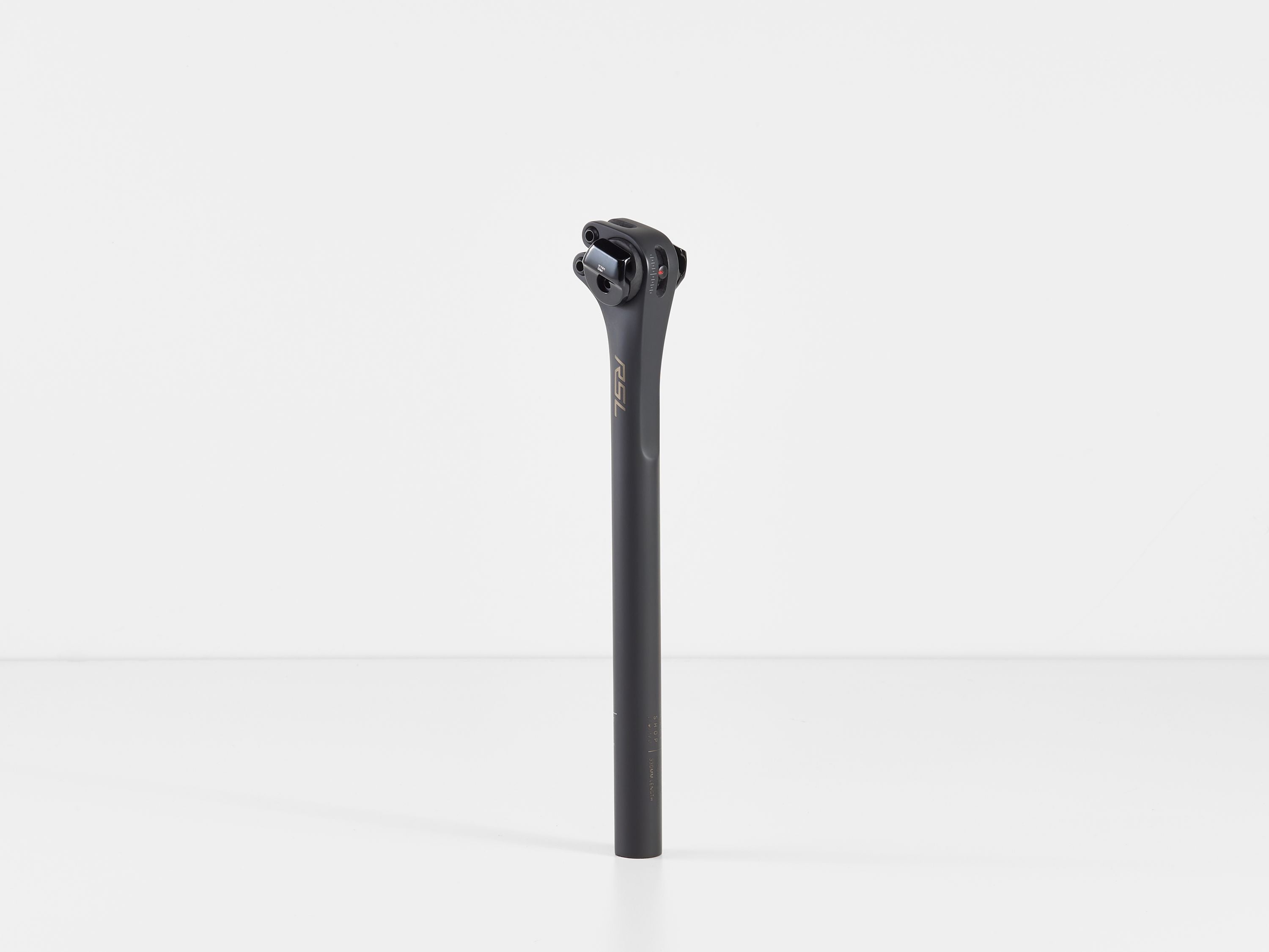 Bontrager RSL 27.2 carbon seatpost with adjustable 2-bolt clamp for bike saddle support and lightweight cycling components.
