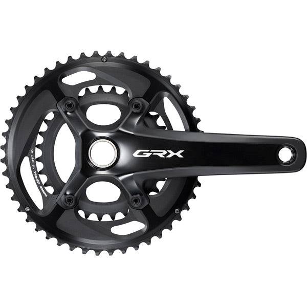 Shimano GRX FC-RX810 11-speed gravel chainset with 2-piece HollowTech II design, shown with crank arms and chainring assembly.