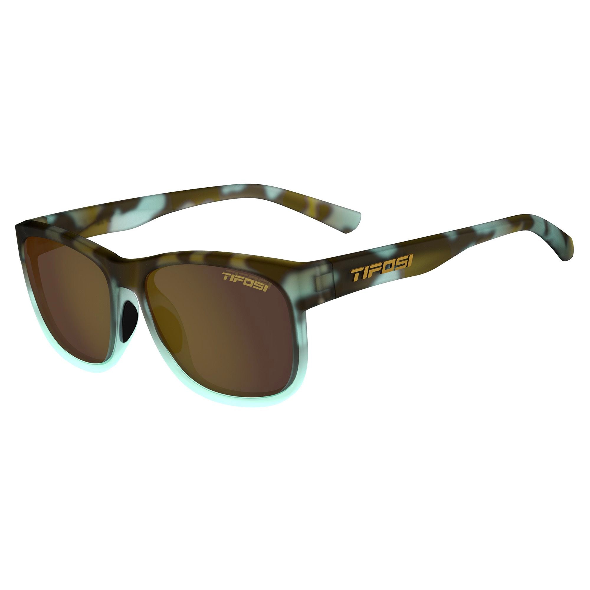 Tifosi Swank XL single lens sunglasses with lightweight frame, durable design, and UV protection, shown in a natural outdoor setting.