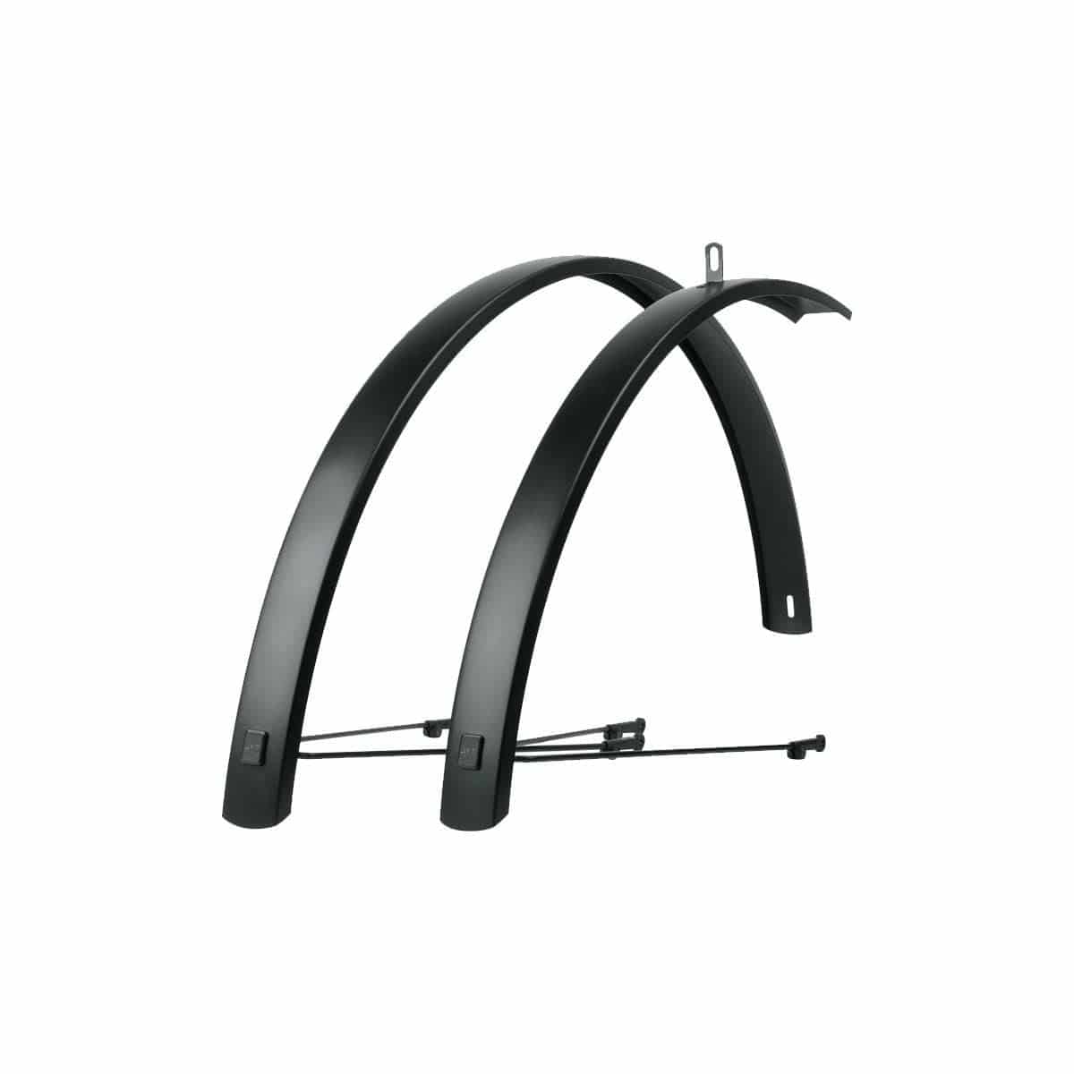 SKS EDGE AL 28-inch aluminium mudguard set in matte black with 56mm width, designed for 28-inch bikes.