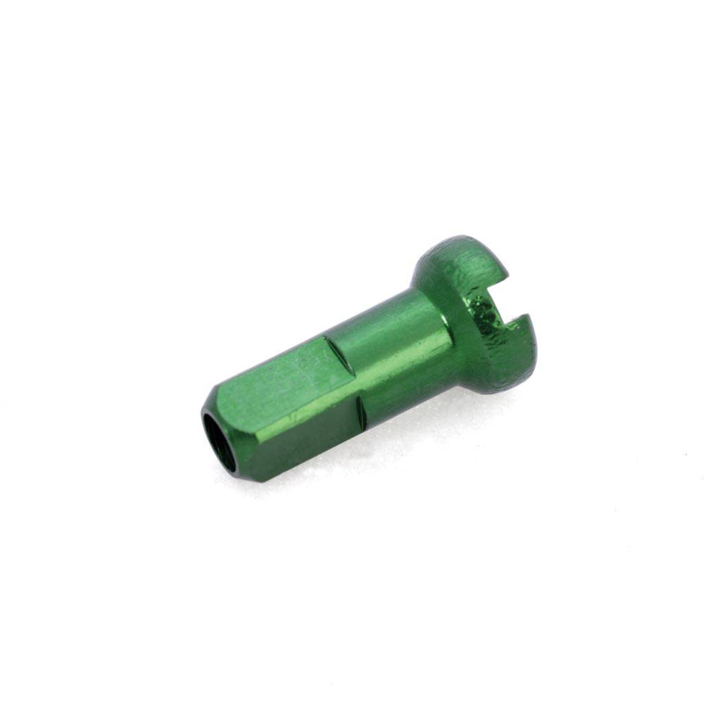 Halo Alloy Nipples 12mm CNC 7075 aluminum spoke nipples pack of 50, showing shiny silver finish and precise threading.
