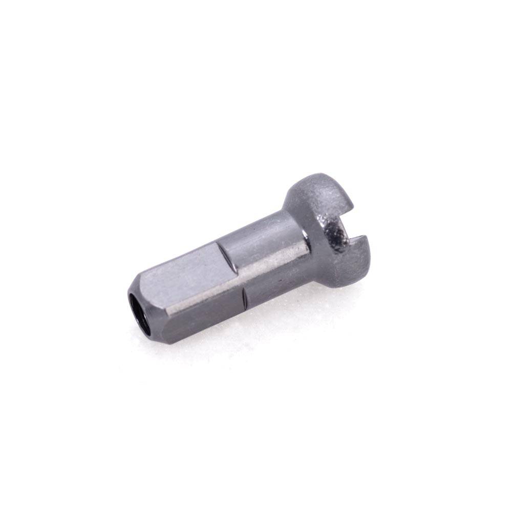 Halo Alloy Nipples 12mm CNC 7075 aluminum spoke nipples pack of 50, showing shiny metal spokes and threading details.
