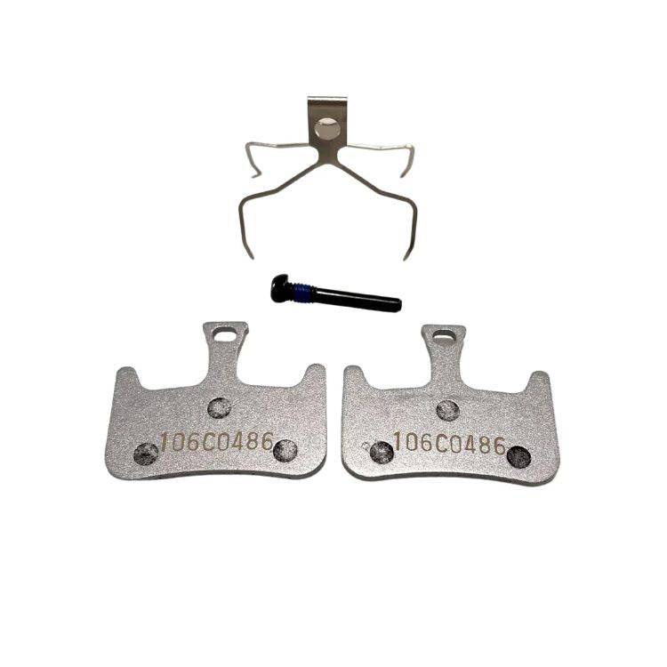 Hayes Dominion T2 semi-metallic brake pads for Dominion A2 bicycle, showing detailed view of the brake component.