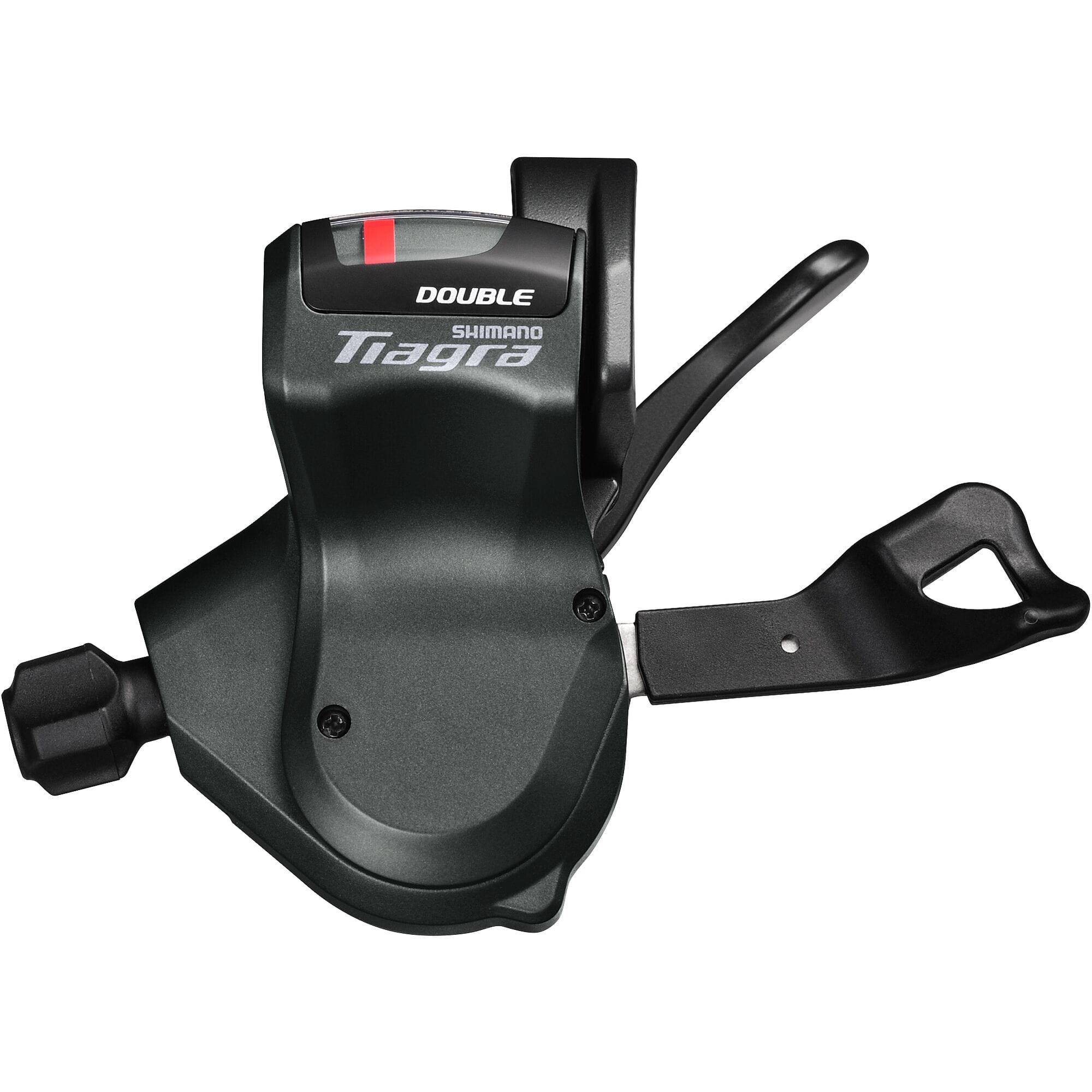 Shimano Tiagra SL-4700 10-speed mechanical flat bar shifter for road bikes, showing the shifter lever and gear indicator.
