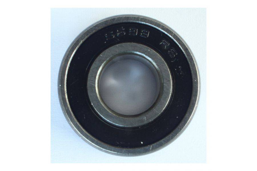 Silver and black Enduro Bearings 698 2RS stainless steel sealed bike bearings, ABEC 3 precision components for cycling.