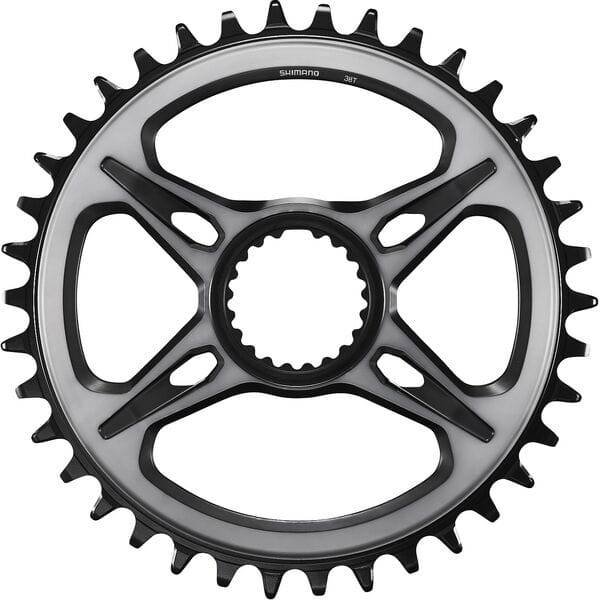 Shimano XTR SM-CRM95 12-speed 1X DCE single chainring for M9100/20/30 cranksets, with a sleek black finish and detailed teeth design.