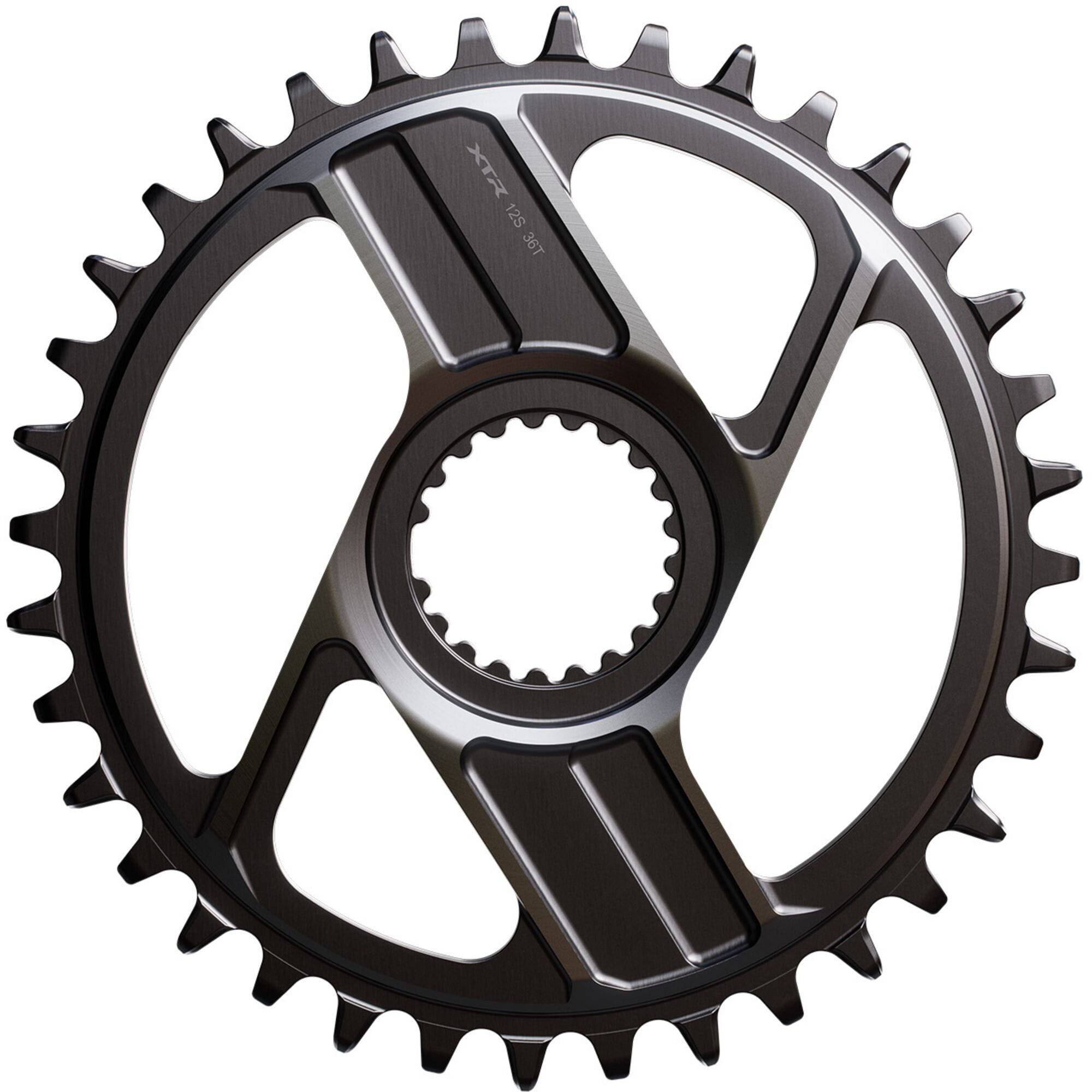 Shimano XTR SM-CRM96 single 12-speed MTB chainring for XTR M9200 M9220 mountain bike components, shown with teeth detail.