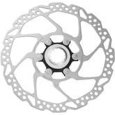 Shimano Tiagra SM-RT54 center lock brake rotor with external lock ring for resin brake pads, bike components.
