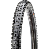 Maxxis Minion DHF mountain bike tubeless-ready tyre with DoubleDown protection, shown mounted on a bike wheel.
