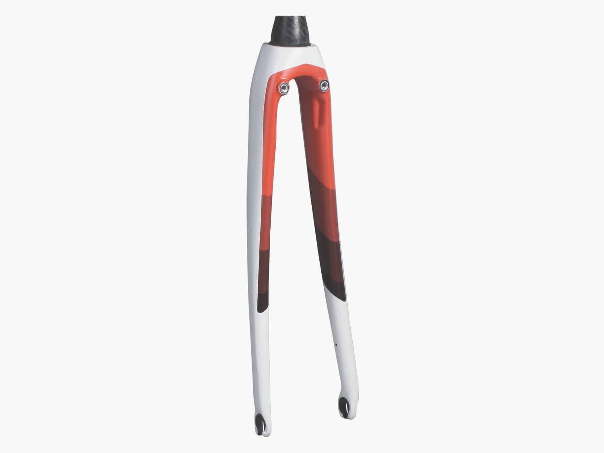 Trek Domane SLR 7 2017 bike fork compatible with disc and rim brakes, lightweight component for road cycling.