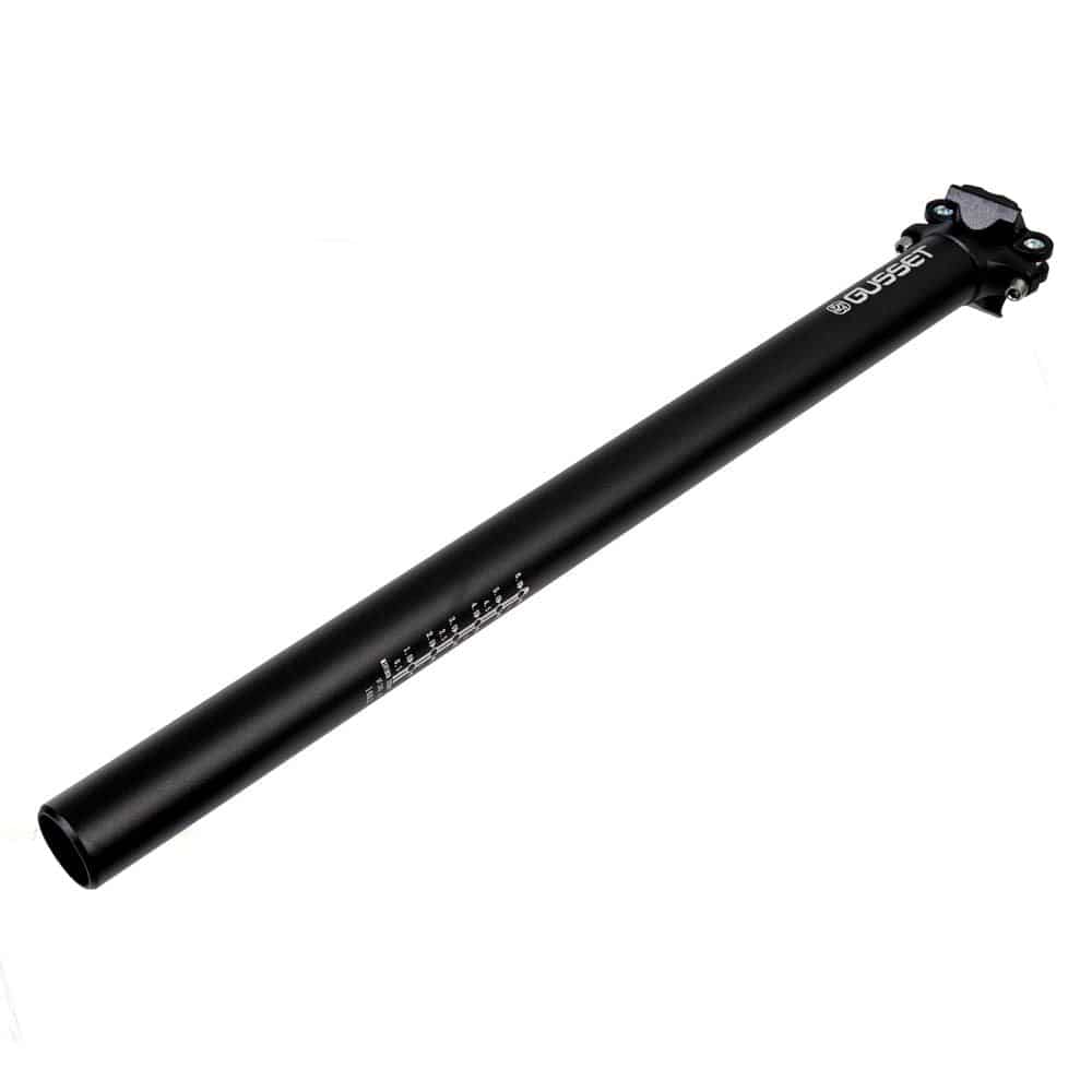 Gusset Components Lofty XXL seatpost in 450mm with 2-bolt micro-adjust, suitable for 27.2mm and 30.9mm bike frames.