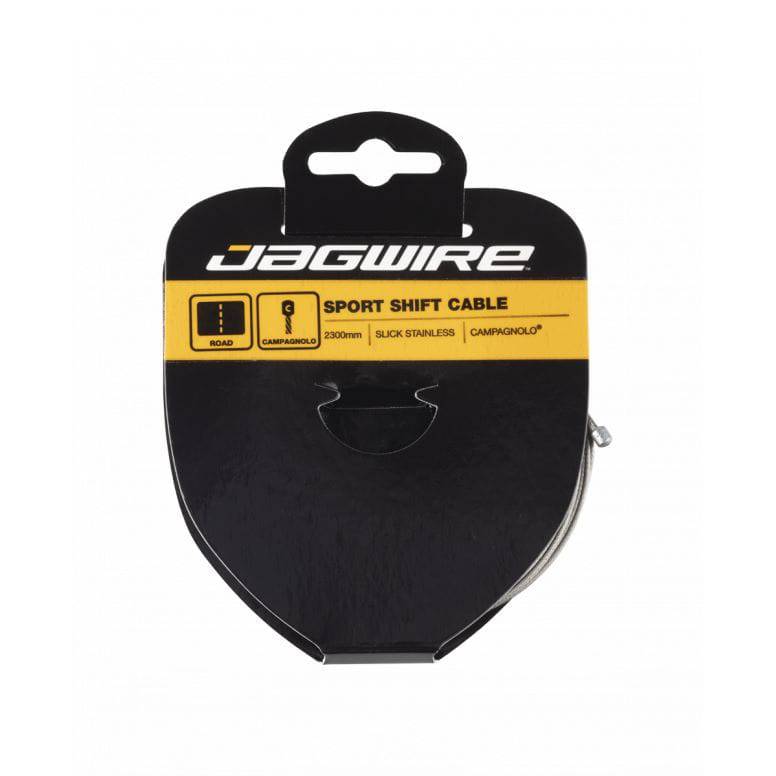 Jagwire Sport Shift Cable Slick S'Less for Campagnolo bike components, showcasing durable, low-friction shifting cable in a close-up view.