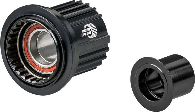 Black Shimano Micro Spline freehub endcap for DT Swiss Bontrager DT240 MTB hub, component for mountain bike wheel assembly