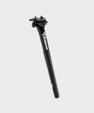 Race Face Turbine aluminum seatpost with tool-free saddle adjustment for XC and trail mountain biking, black finish.