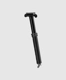 Race Face Turbine R dropper seatpost for mountain bikes, showing the sleek black component with height adjustment lever.