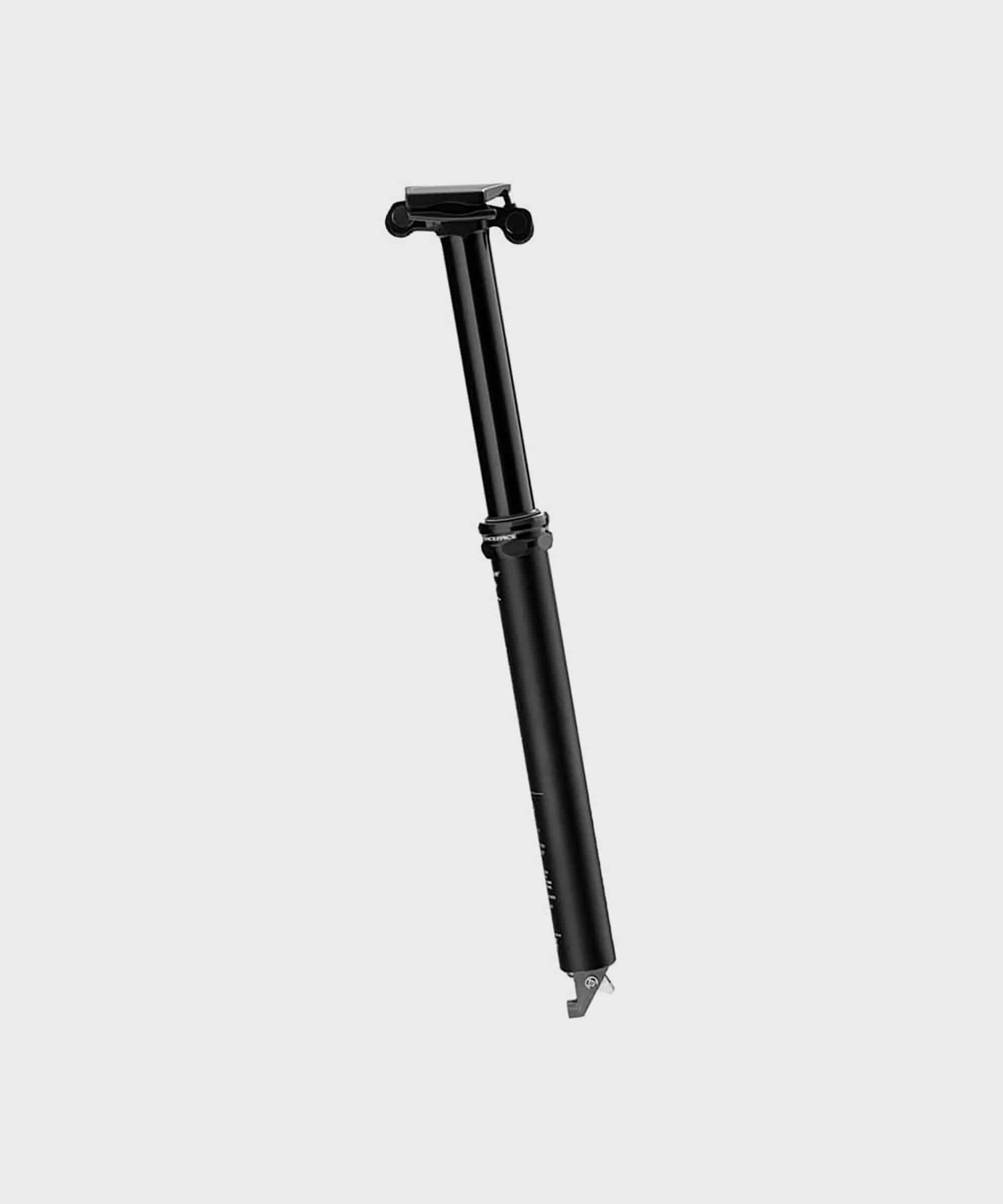 Race Face Turbine R mountain bike dropper seatpost, 2021 model, showing the sleek black component with seat post and remote lever.