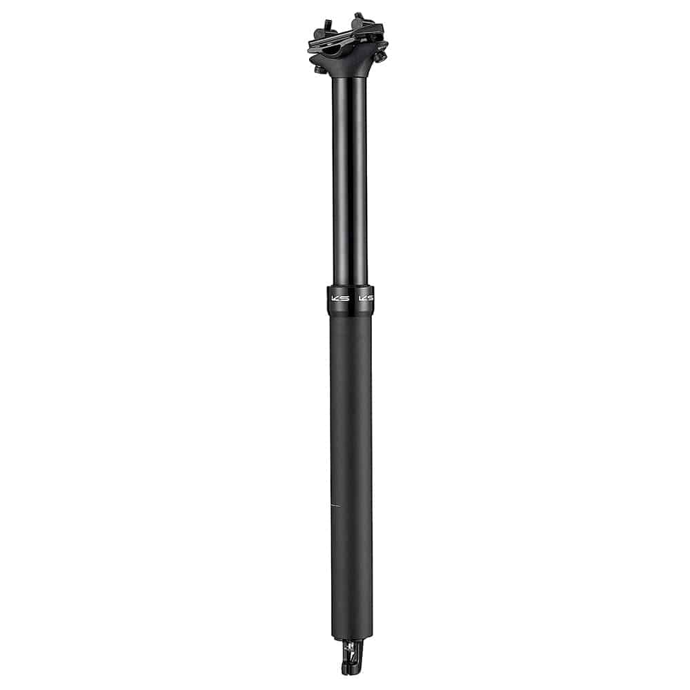 KS Suspension e20-i dropper seat post with internal routing and micro-adjust head, bicycle component for smooth height adjustment.