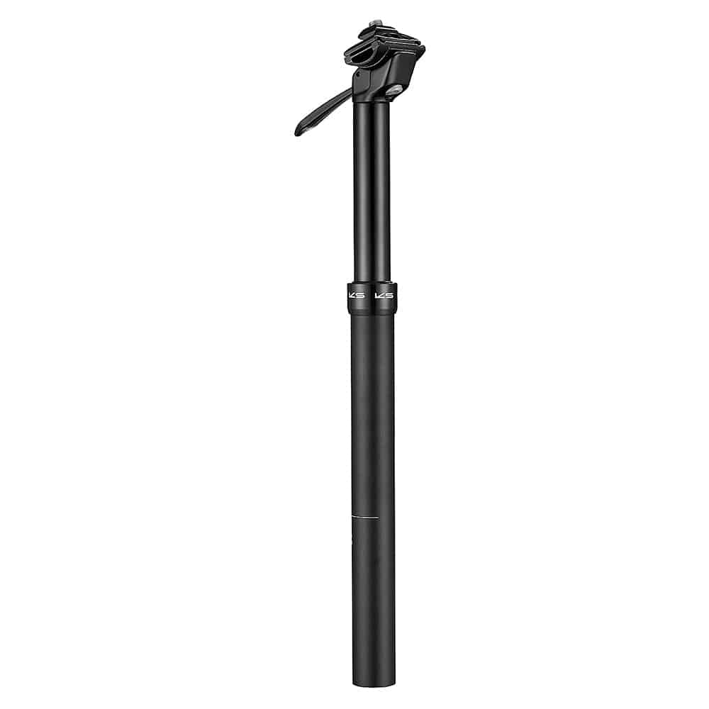 KS Suspension eTen dropper post with lever actuation and hydraulic cartridge, showing the sleek component design and branding.