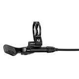KS Suspension Southpaw-Alloy universal underbar remote dropper lever for Shimano I-Spec II, shown on a mountain bike handlebar.