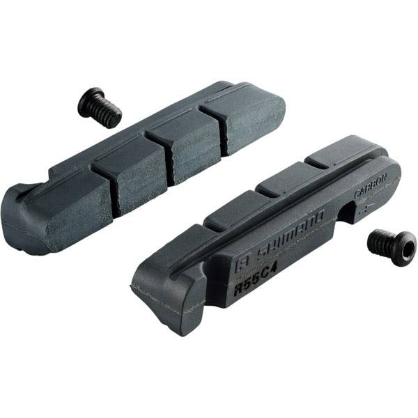 Shimano Dura-Ace R55C4-A carbon rim brake pads pair, 1mm thinner, designed for high-performance road bike braking systems.