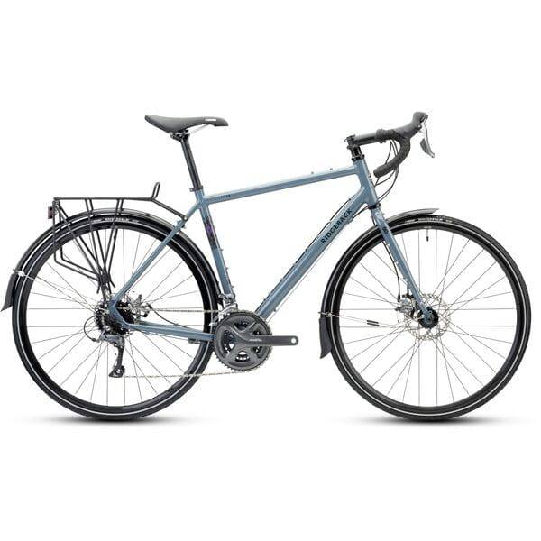 Ridgeback Tour touring bike with Shimano Claris shifters and mechanical disc brakes, ready for adventure on scenic roads.