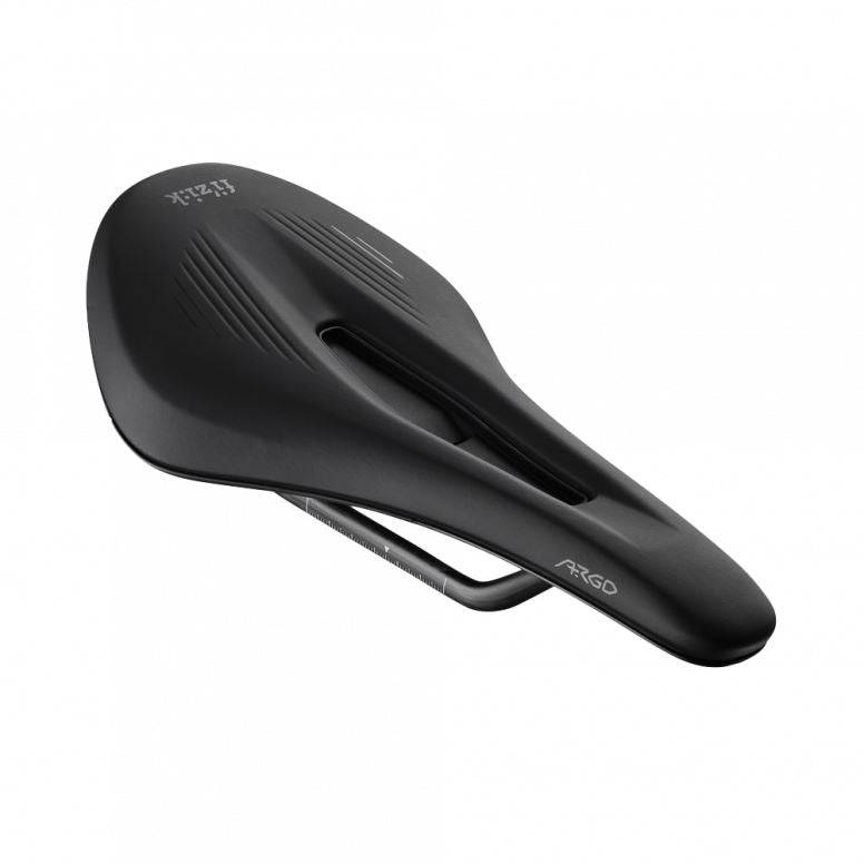 Fizik Vento Argo X1 off-road racing saddle with ergonomic cut-out and mud flap, designed for mountain biking components.