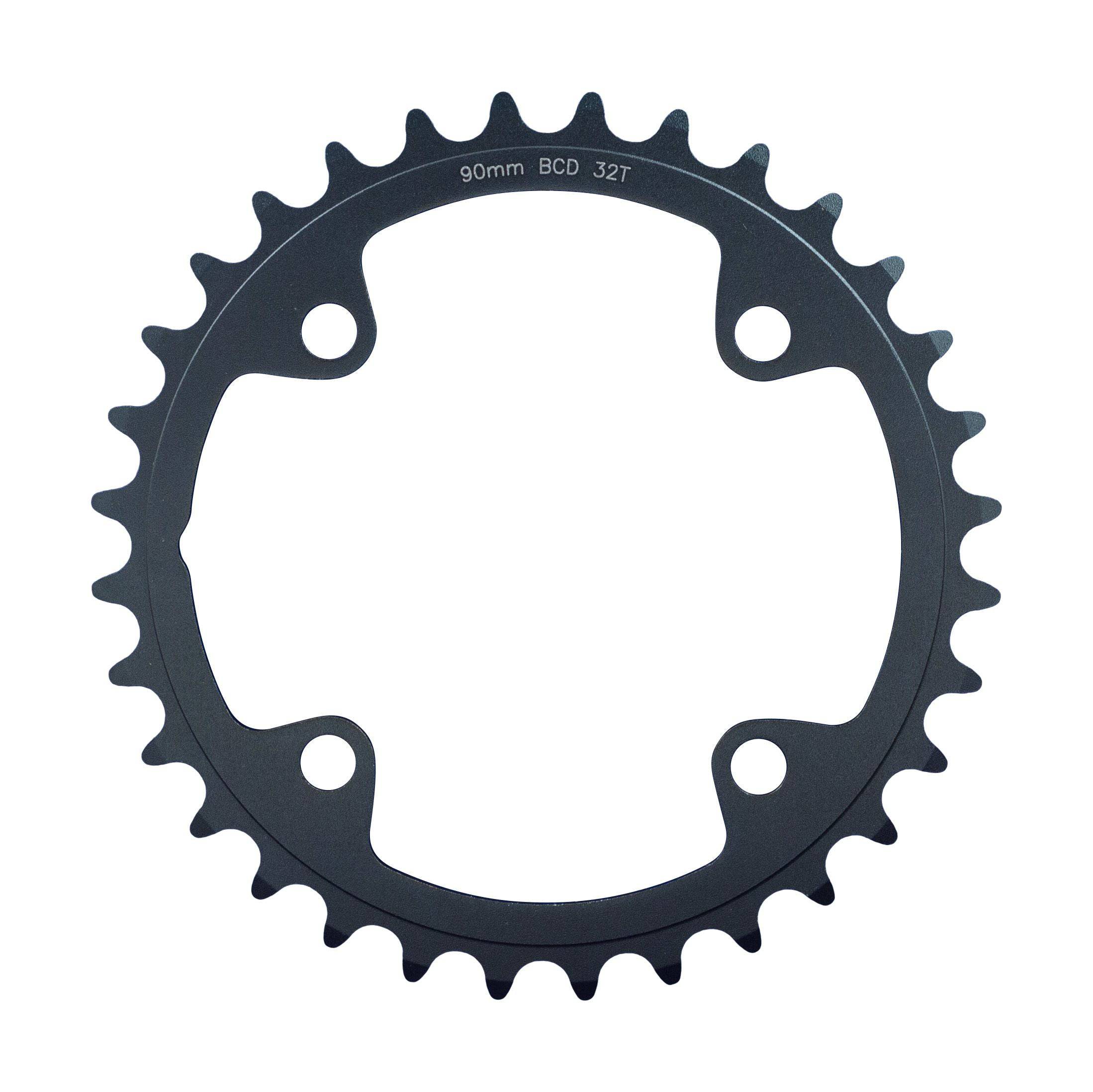 FSA Adventure Road 2x11 Speed Chainring in black, CNC machined aluminum with 90x32T 4-bolt design for bicycle components
