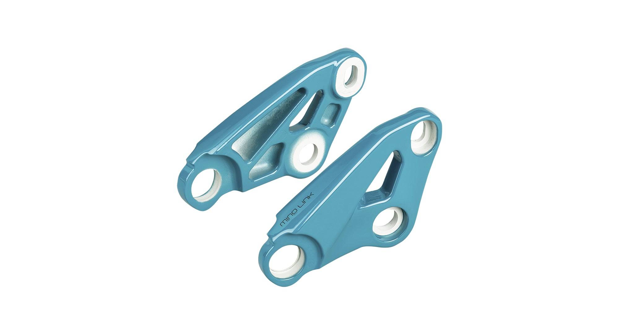 Trek Top Fuel 29 Rocker Link frame spare component for suspension performance, shown in black with metal connectors.