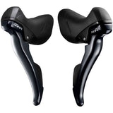 Shimano Sora ST-R3000 9-speed road bike STI lever set with adjustable reach, shown with levers and brake hoods.