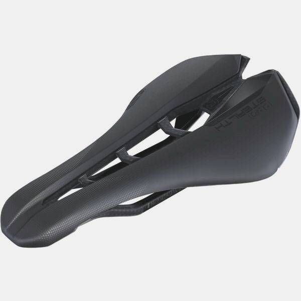 PRO Stealth Superlight Road Cycling Saddle with anatomic cut-out and carbon rails, designed for lightweight performance and comfort.