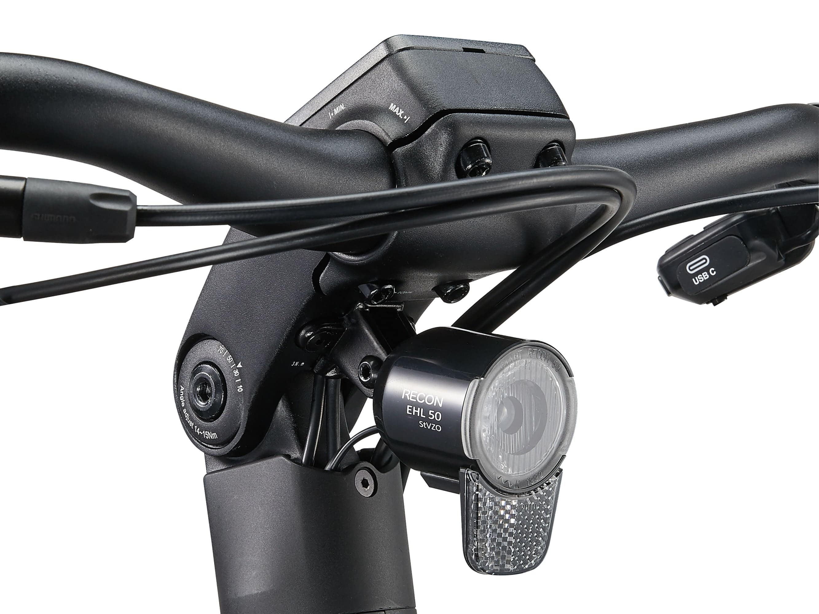 Giant AnyTour E+ 3 hybrid e-bike with SyncDrive motor and integrated Ride Dash Evo display, showing sleek frame and handlebars.
