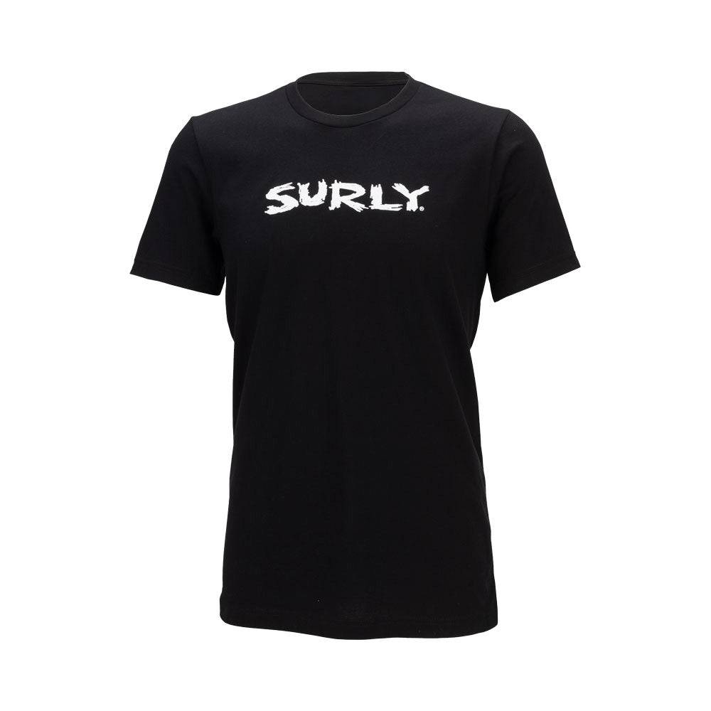 Black and white Surly logo T-shirt for men, casual cotton tee designed for everyday wear, featuring the Surly brand logo.