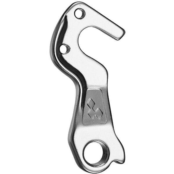 M Part gear hanger for Cube bikes, durable replacement bike frame protector, shown attached to bike frame in a natural setting.