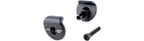Trek road bike seatpost clamp ears, replacement spares, 7x9mm oval component, shown in black with metal edges