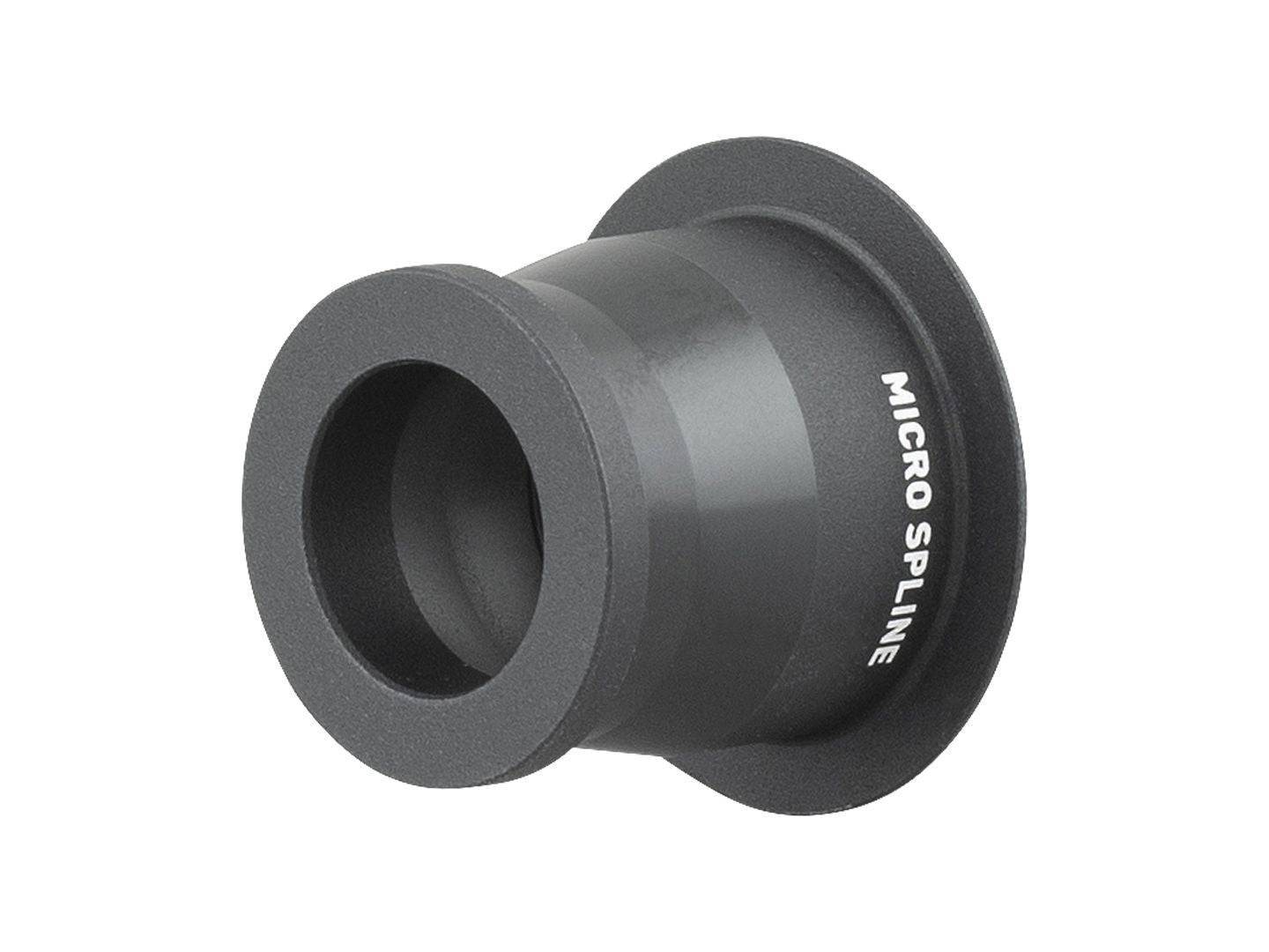 Black Bontrager Ratchet EXP MTB 12mm Micro Spline Drive Side Endcap for 148mm OLD FT/RR hub, bike component replacement.