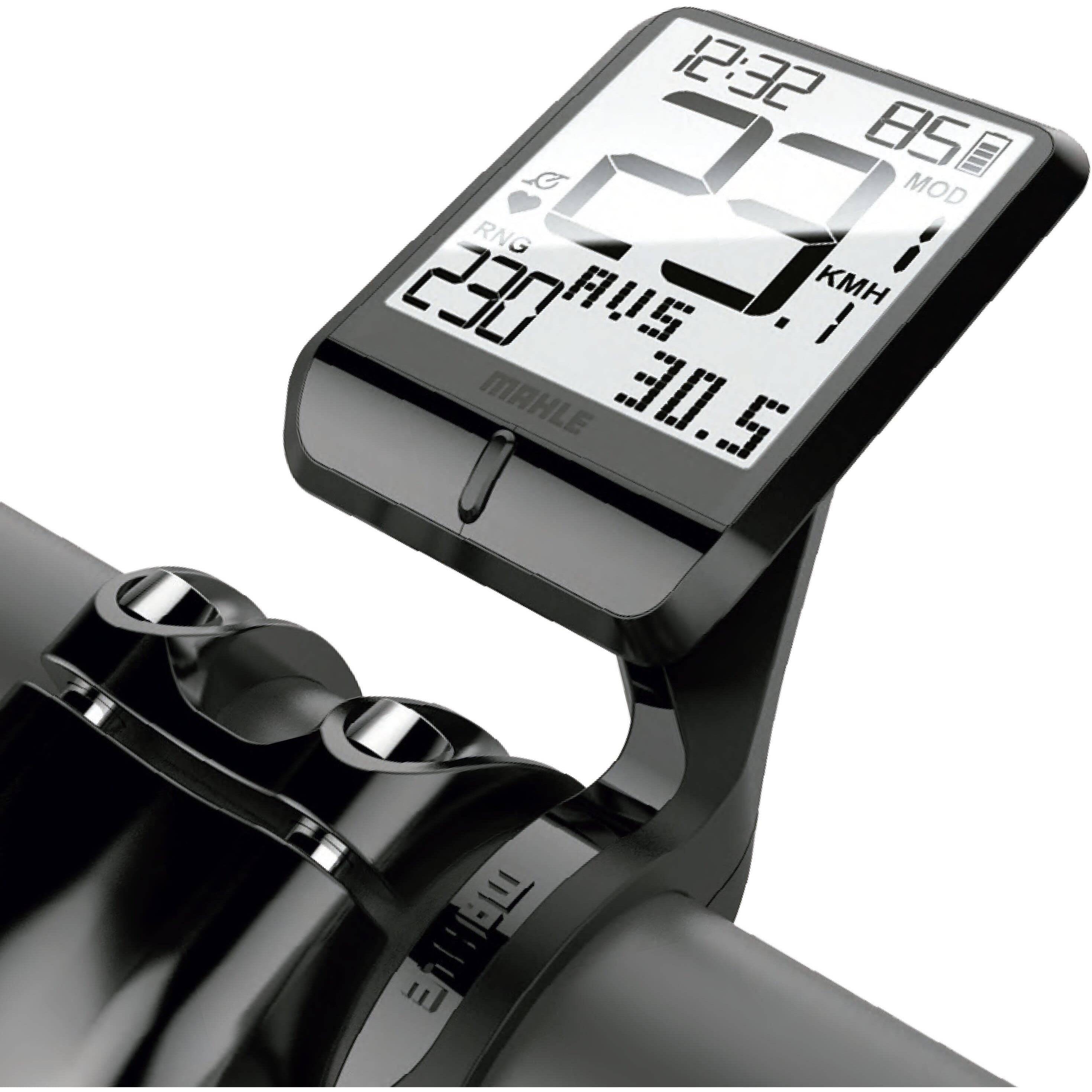 MAHLE Pulsar One wireless display for X35+ e-bike system with ANT+ connectivity, showing digital screen and control buttons.