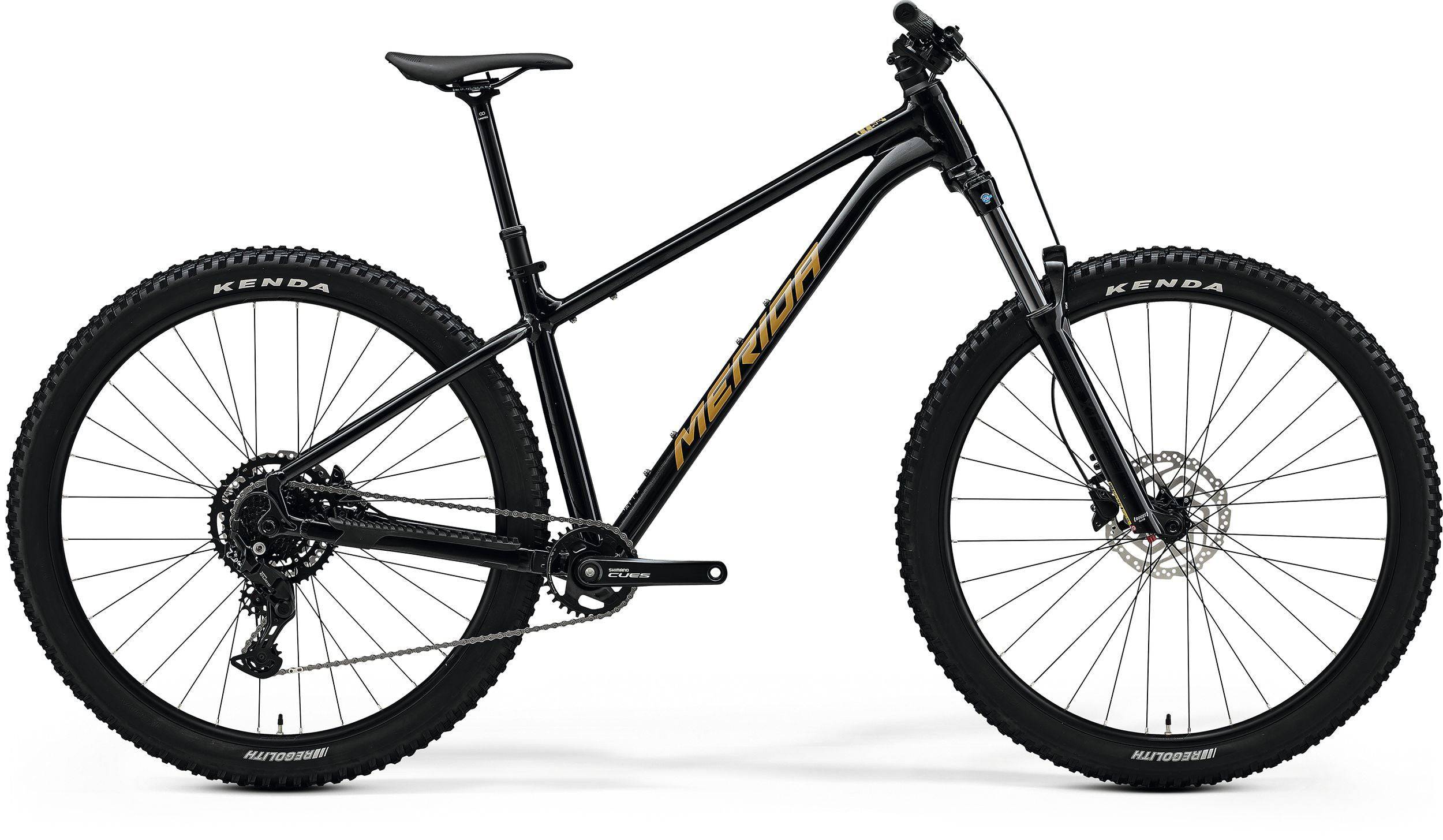 Merida Big Trail 300 MY26 29-inch hardtail mountain bike with Shimano CUES U4000 components, black frame and knobby tires.