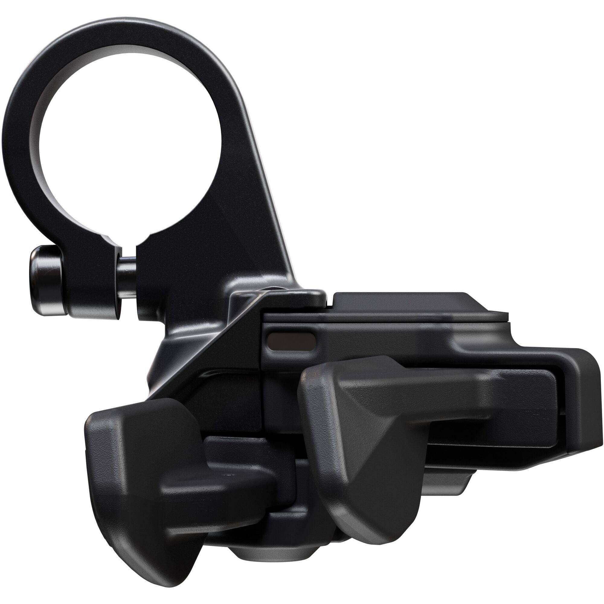 Shimano Deore SW-M6250 Di2 wireless right-hand shift switch mounted on clamp band, component for bicycle gear shifting system