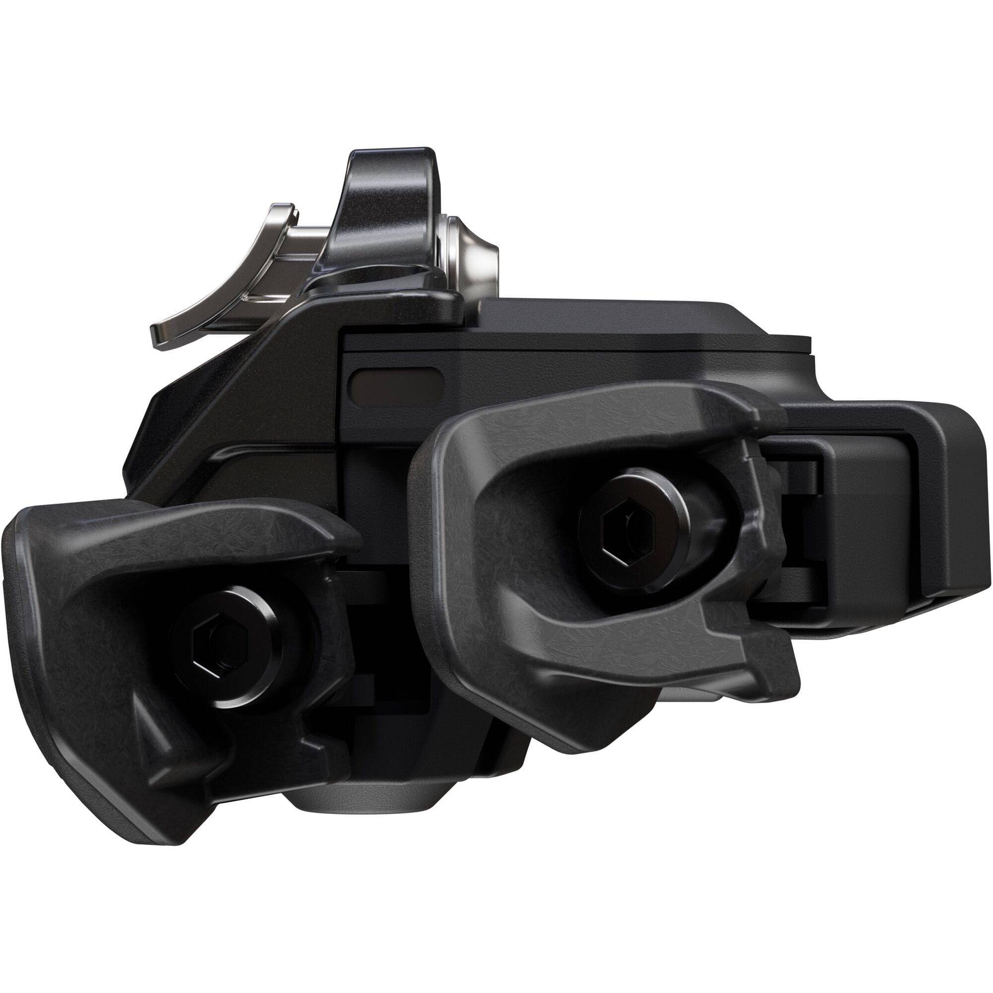Shimano Deore XT SW-M8250-R wireless Di2 shift switch for right hand I-Spec EV mount, close-up of component on white background.