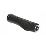 Ergon GA3 ergonomic bike grips with aluminum clamps, designed for comfort and control on bicycle handlebars.