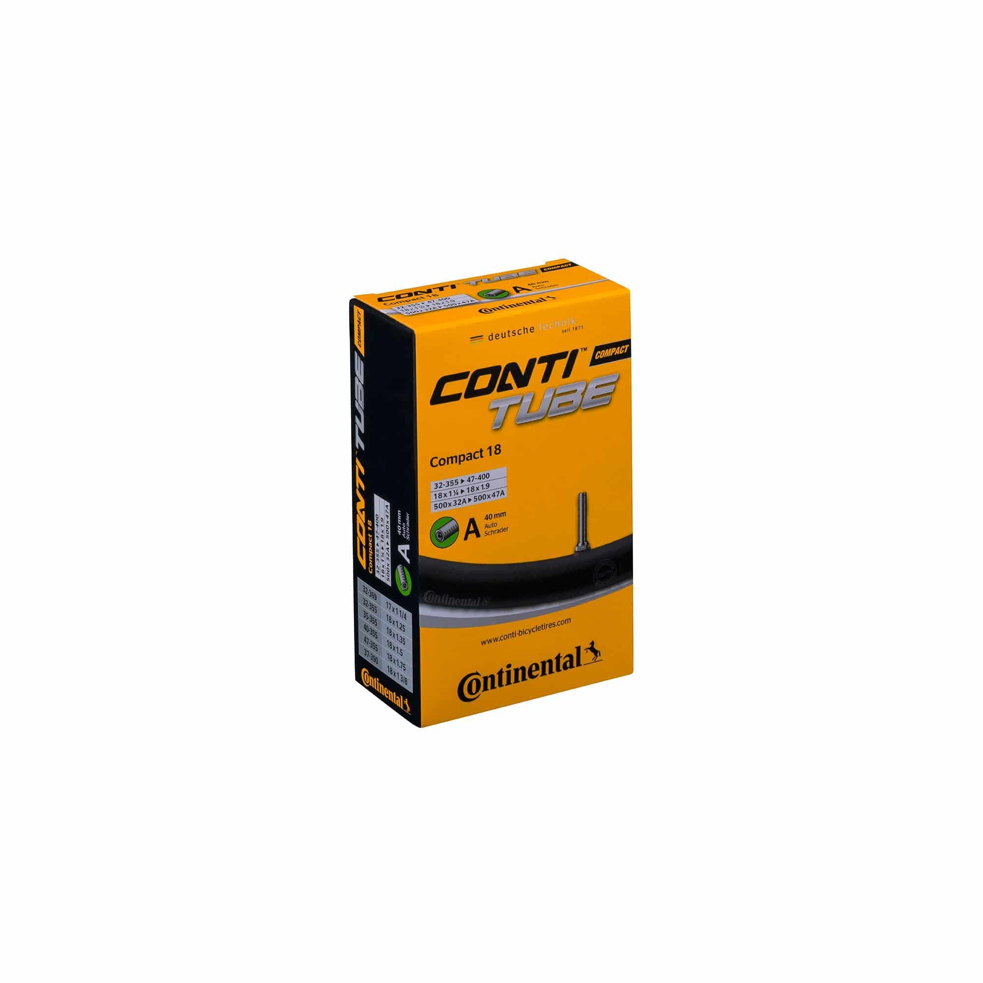 Continental Compact Tube - Schrader 40mm Valve: BLACK 18" | Swinnerton Cycles