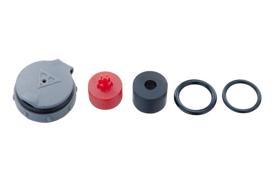 Topeak Mini W/O Gauge pump rebuild kit in black, replacement accessories for maintenance and repair of bike pumps.