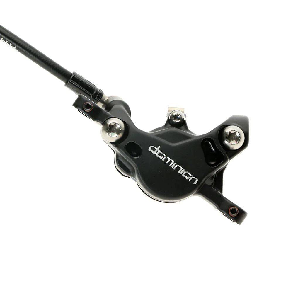 Hayes Dominion T2 brake caliper for bicycle components, showcasing the durable metal construction and mounting hardware.