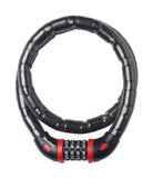 Master Lock armoured cable combination lock with 4-dial settable code, 18mm diameter, 1 meter length, for security accessories.