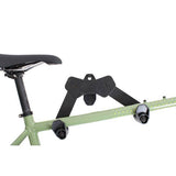 M Part wall-mounted horizontal bike rack with adjustable hooks and extension arm, designed for secure bike storage.