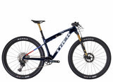 Trek Supercaliber SLR 9.9 XTR Di2 Gen 2 mountain bike with IsoStrut rear suspension and sleek frame design.